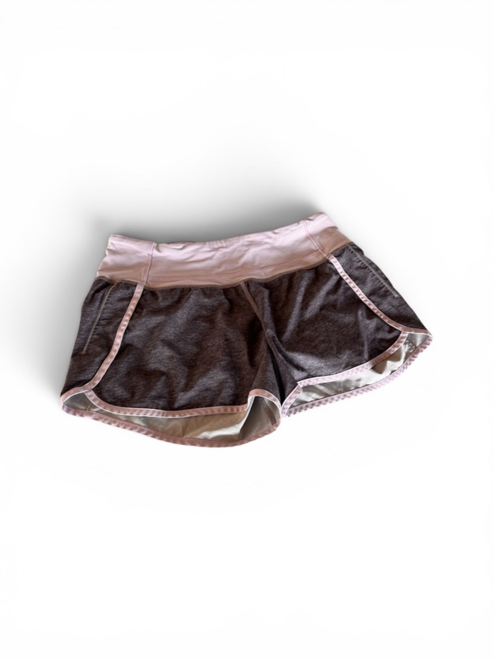 Lululemon Speed Short Heathered Gray Pink Trim Running Shorts